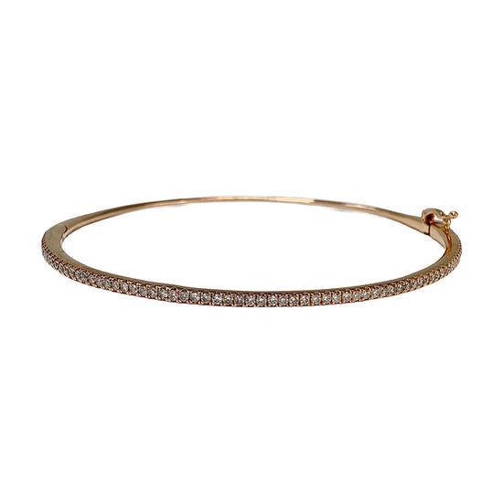 Bony Levy 18K Gold Skinny Stackable Hinged Bracelet with Diamonds