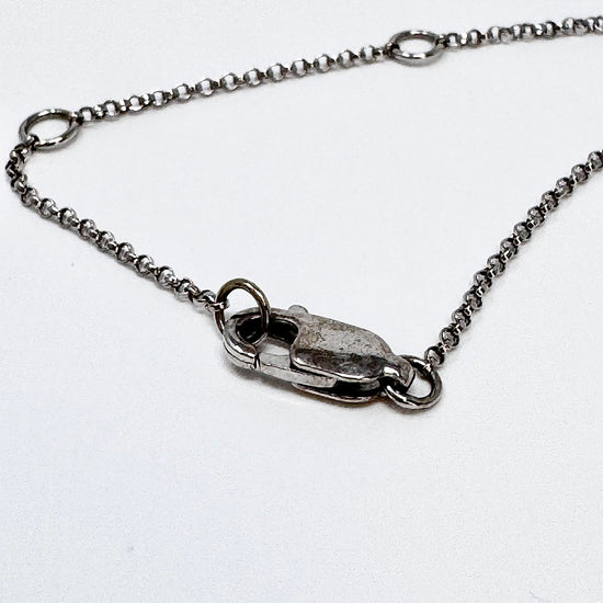 14K White Gold Diamond 18" Necklace with Oval Pave Diamond Pendant