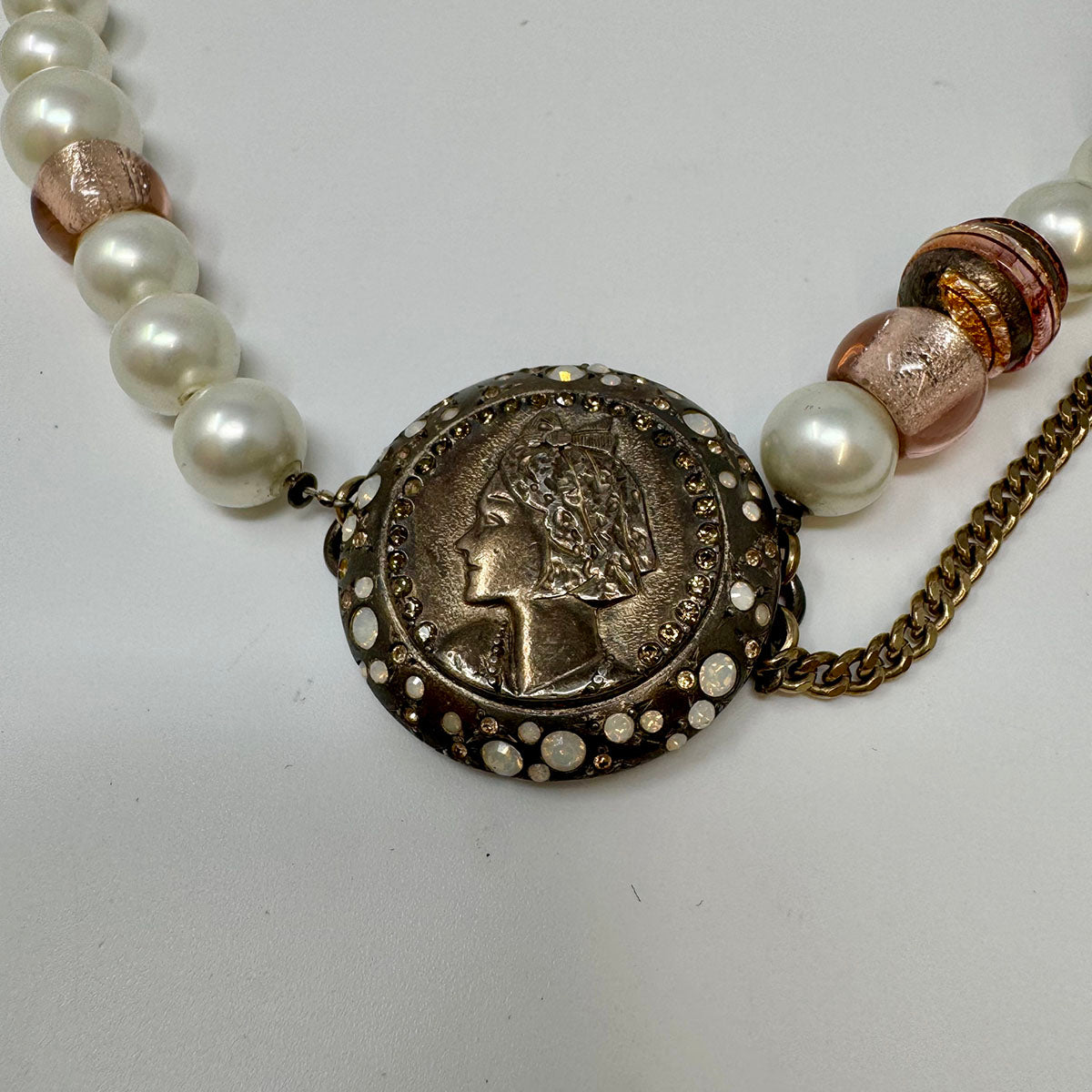 Chanel Faux Pearl  Necklace/Belt  with Interlocking CC and Medallion