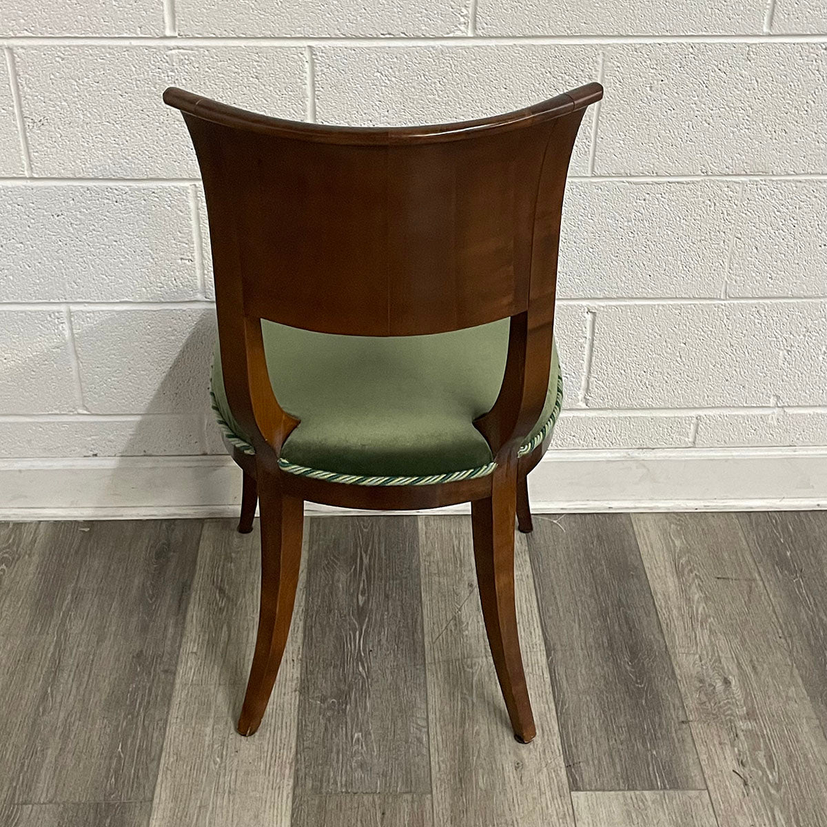 Pair of Side Chairs With Green Velvet Seats