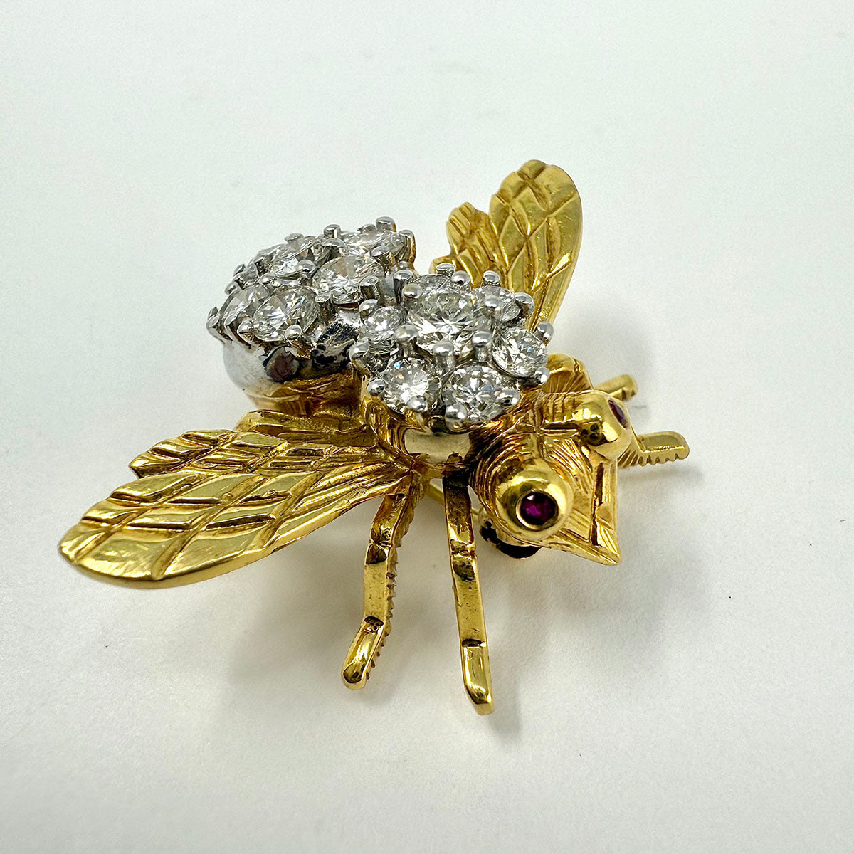 Rosenthal 18K Gold Bee Pin with 19 Full Cut Diamonds