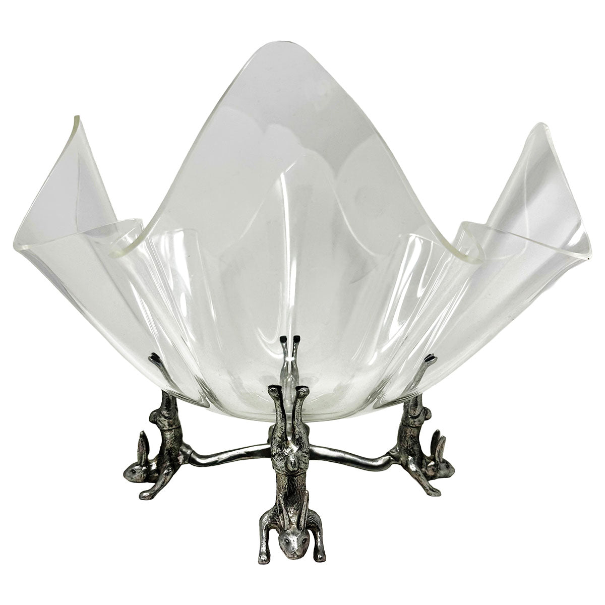 Arther Court Acrylic Handkerchief Bowl with Rabbit Stand