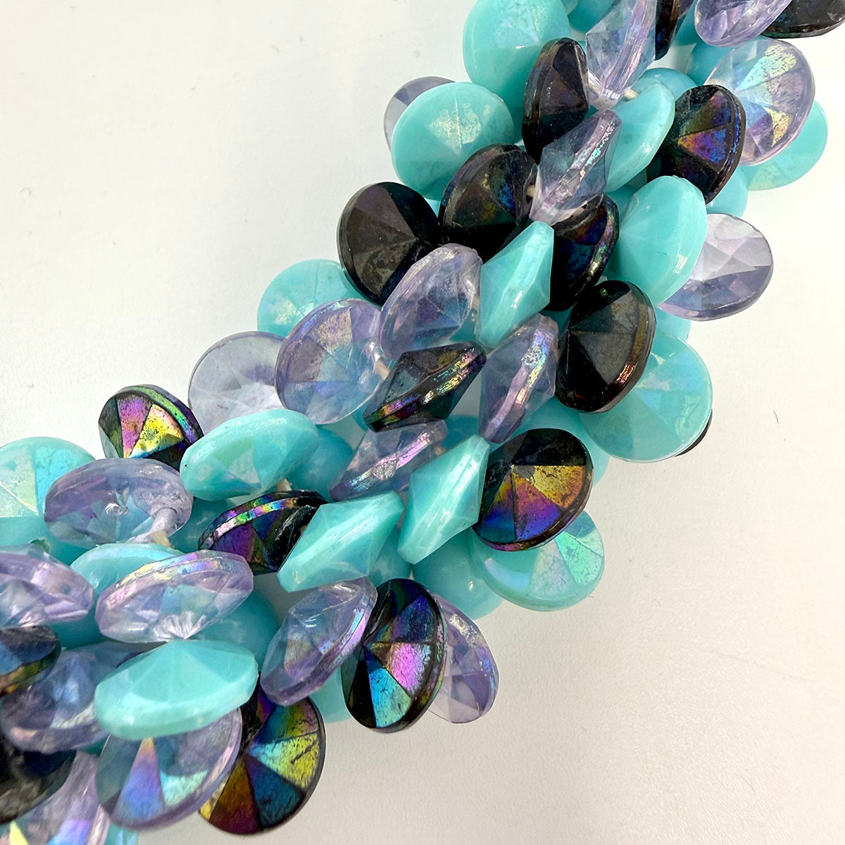 Turquoise and Lavender Cluster Bead Collar 16" Necklace