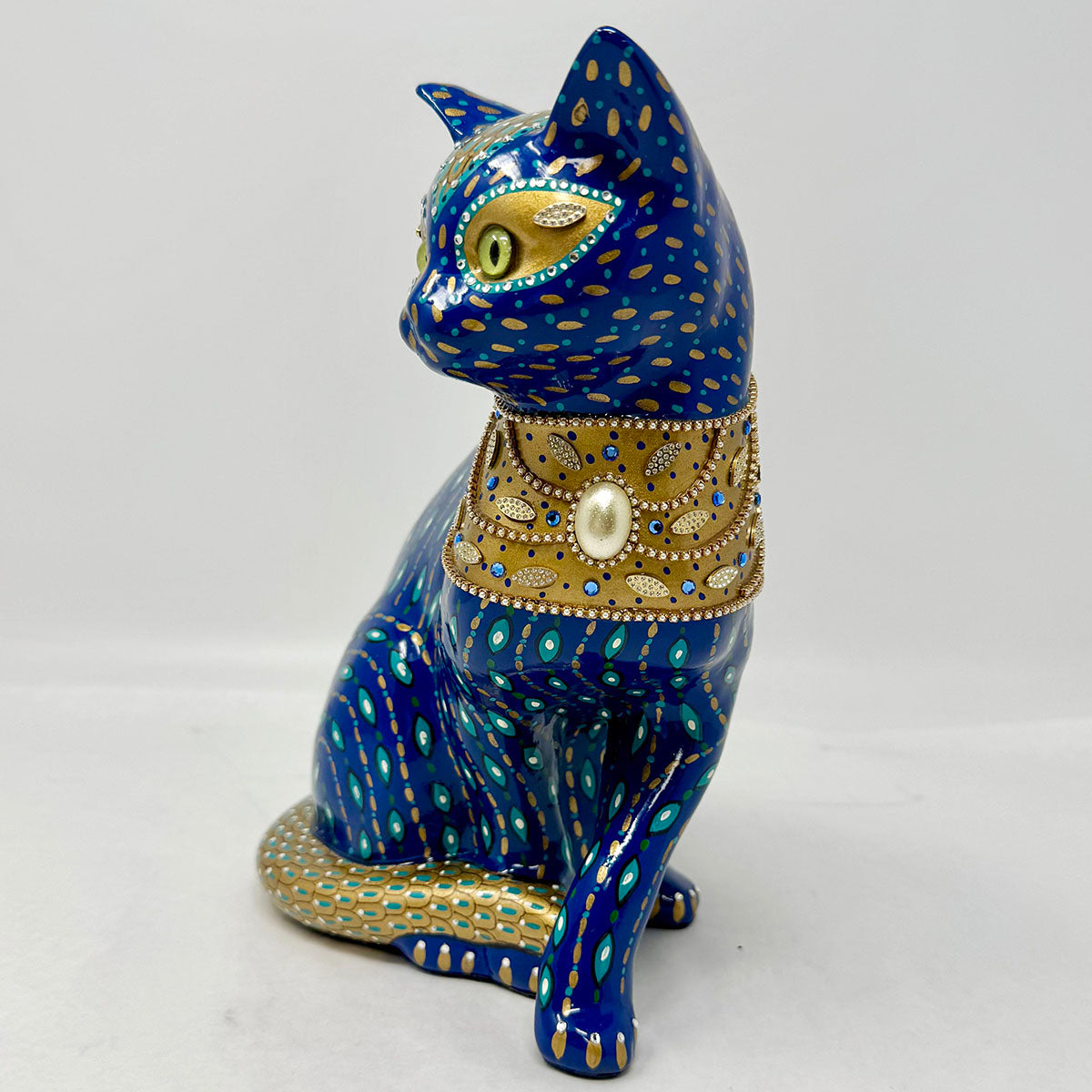 Bejeweled Cat Figure, Signed