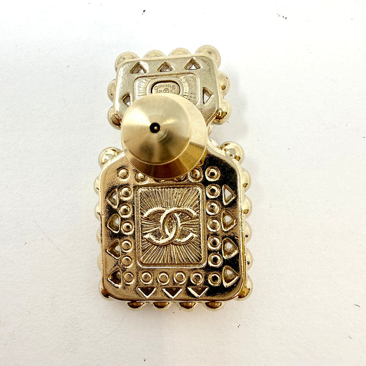 Chanel "Perfume Bottle" Pin with Faux Pearl and Crystal