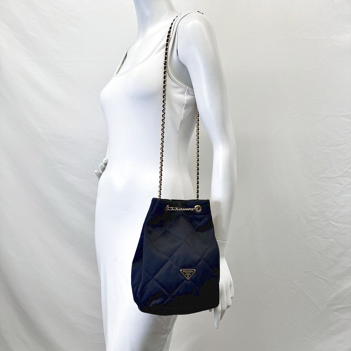Prada Quilted Satin Drawstring Shoulder Bag