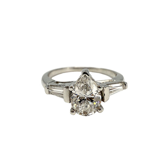 Platinum Ring with 1.06ct Pear Shaped Diamond