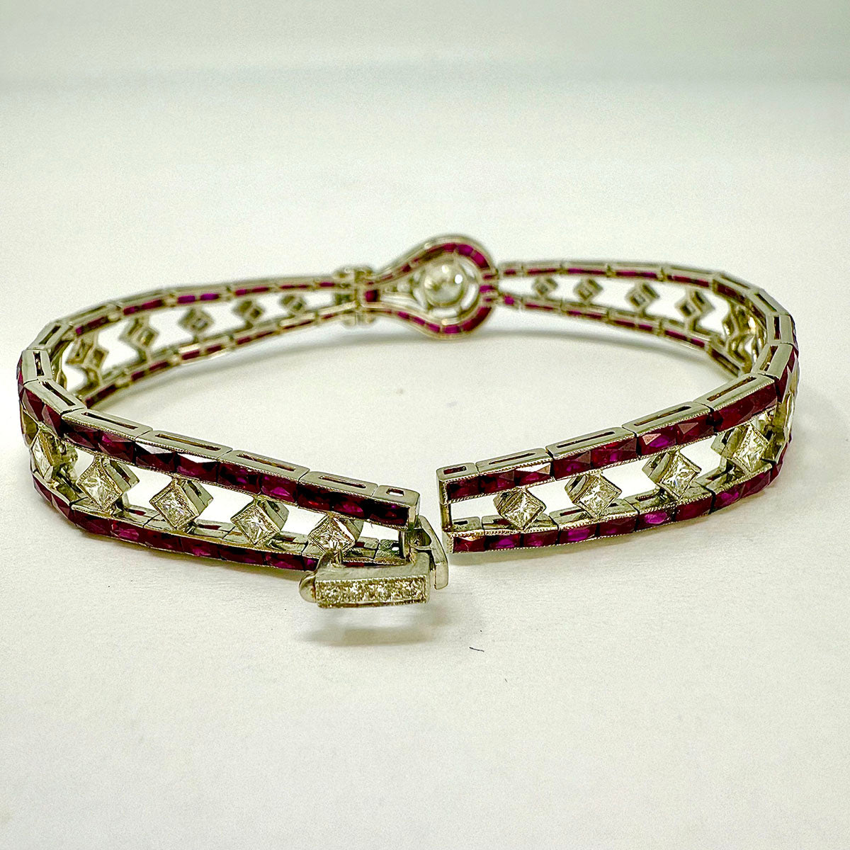 Platinum Ruby and Diamond Bracelet