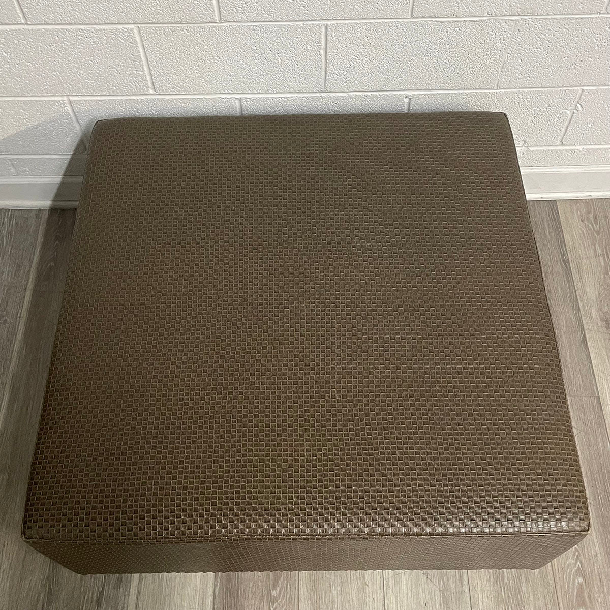 Brown Vinyl Square Ottoman