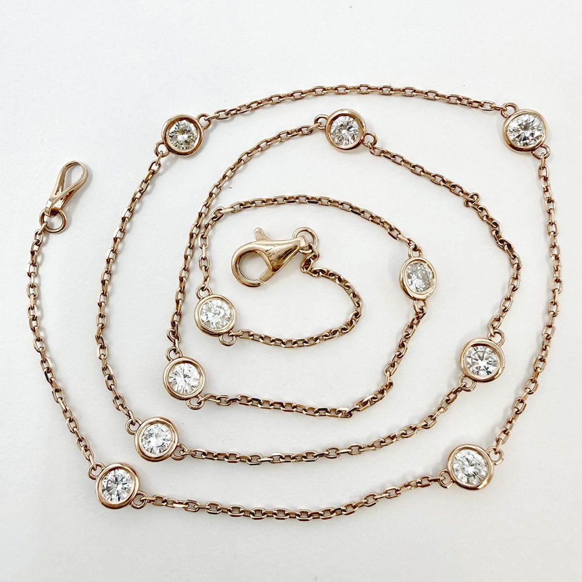 18K Rose Diamond by the Yard 10 Station Necklace