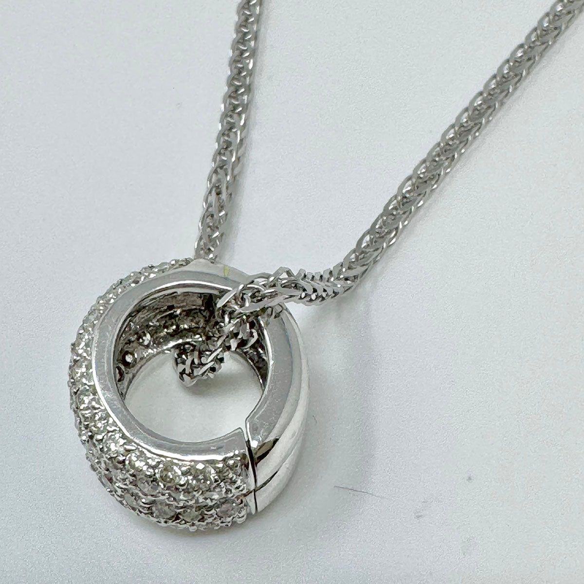 18K White Gold  15" Necklace with Removable White Gold Diamond Enhancer