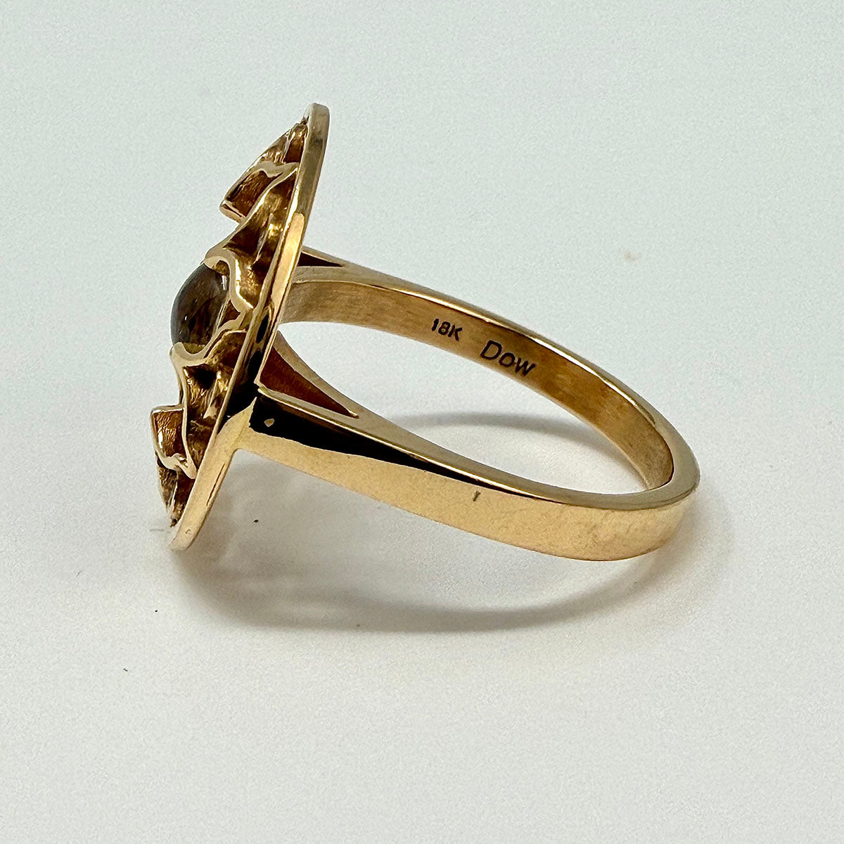 18K Rose Gold Ring with Filigree Design with Diamond and Moonstone