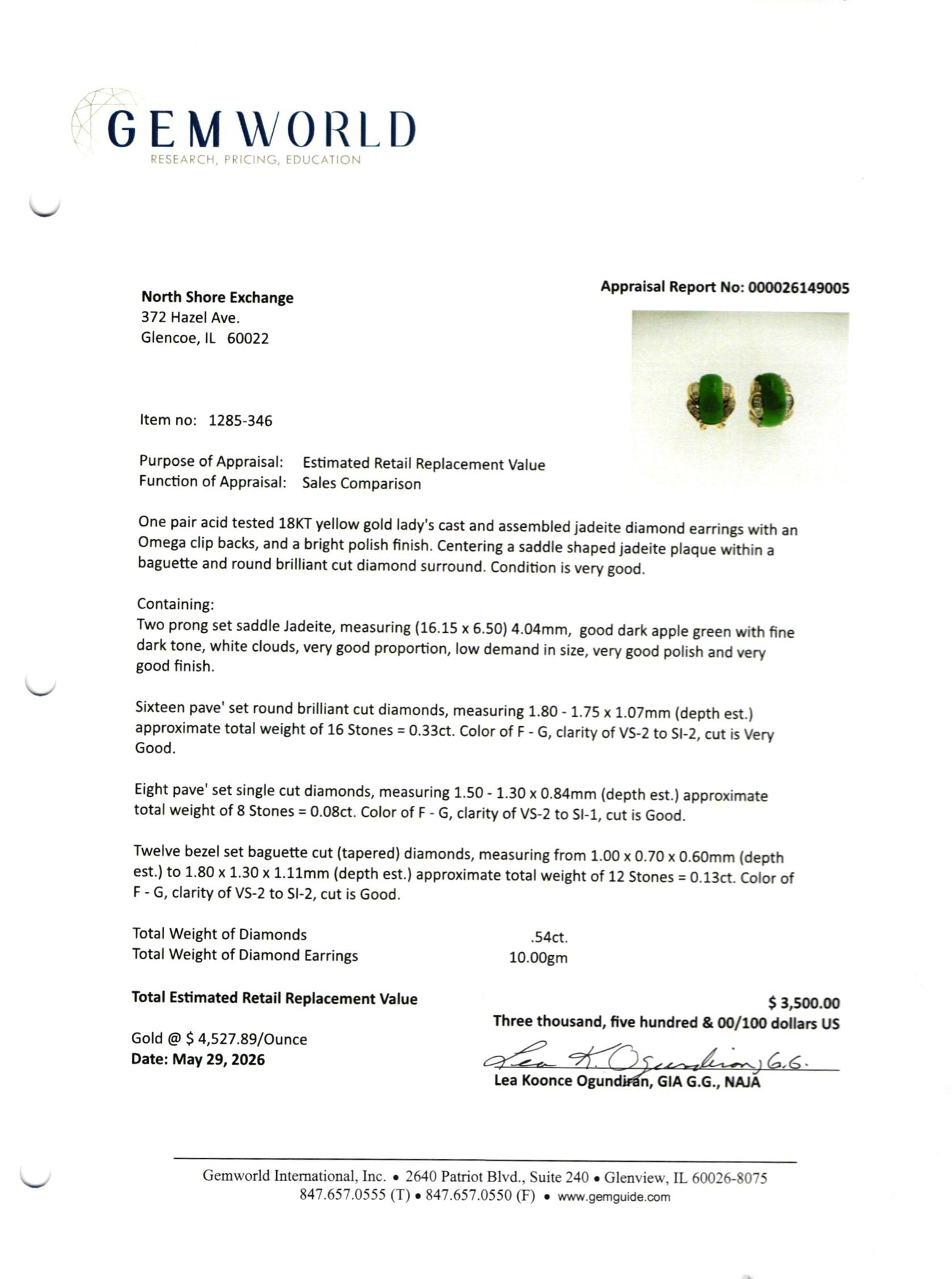 18K Yellow Gold Earrings with Jaditee and Diamonds