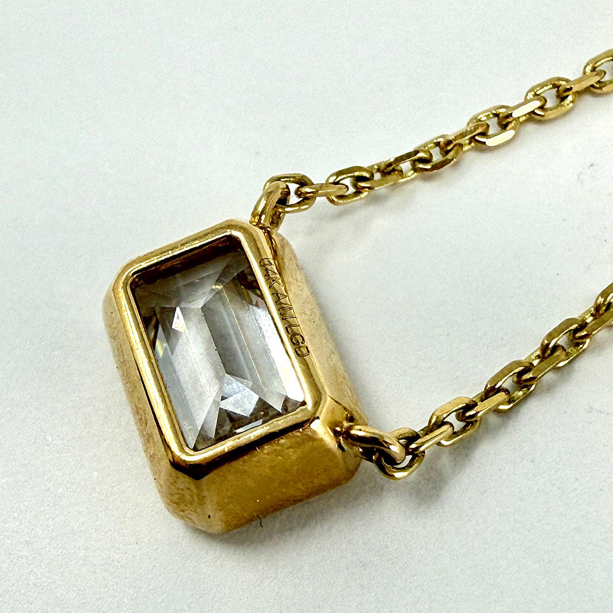 14K Gold 18" Necklace with Emerald Cut Lab Grown Diamond