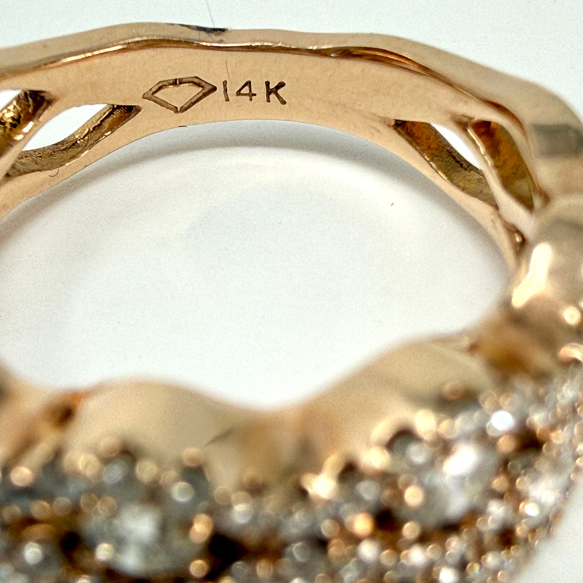 14K Rose Gold Zigzag Diamond Ring