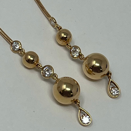 Crivelli 18K Rose Gold Drop Earrings with 8 Bezel Set Diamond