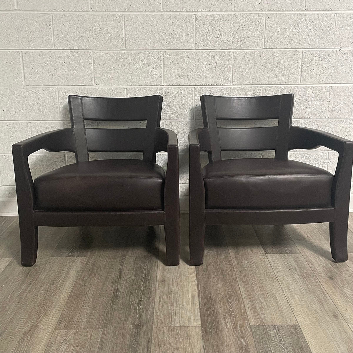 Pair of Brown Leather Chairs