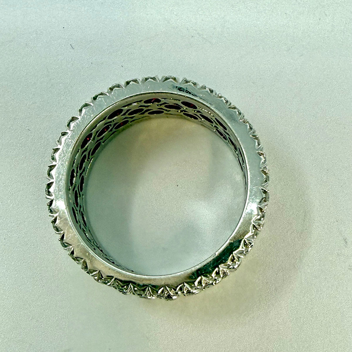 Favero 18K White Gold Eternity Ring with Ruby and Diamond