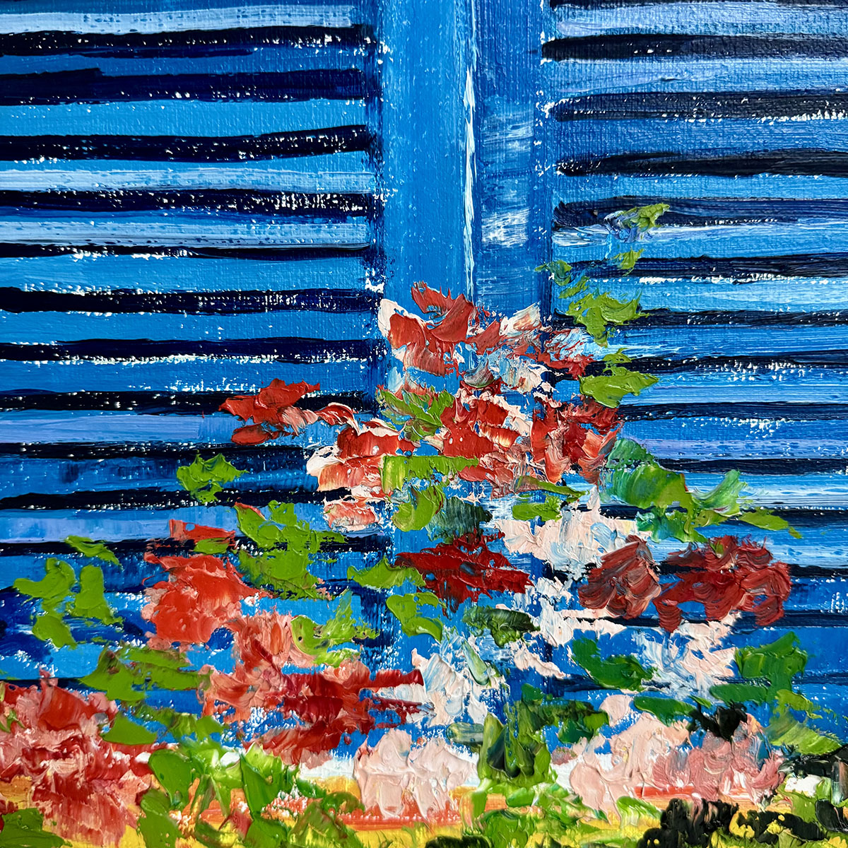 "European Shuttered Window with Flower Box" Signed and Dated '03