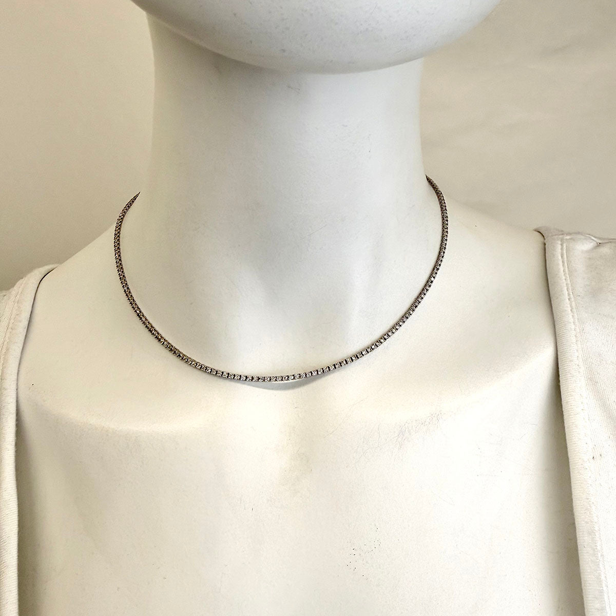 14K White Gold Diamond  Tennis Necklace