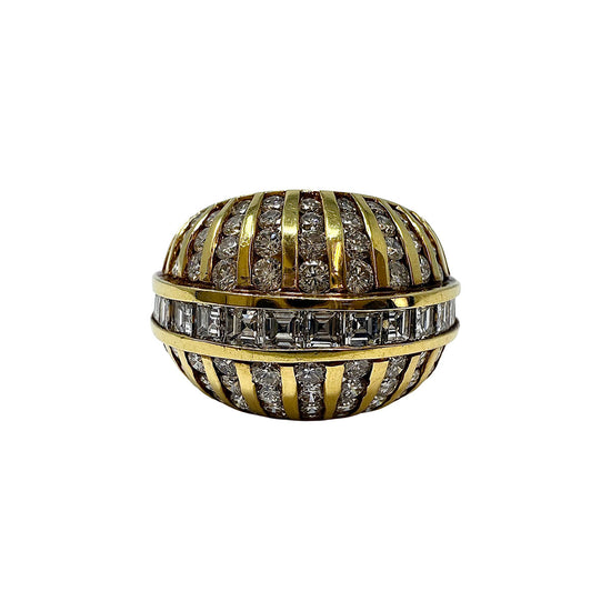 18K Gold Ring with 100 Round and 19 Square Diamonds