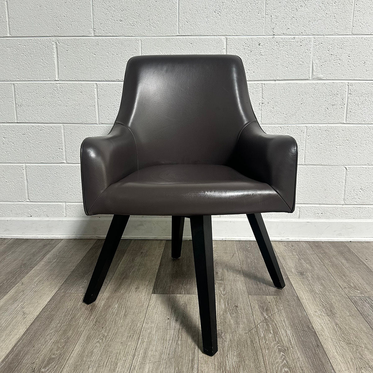 Pair of Brown Leather Swivel Chairs