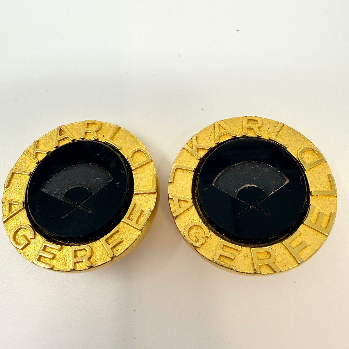 Karl Lagerfeld Black Resin Fan Round Clip-on Earrings