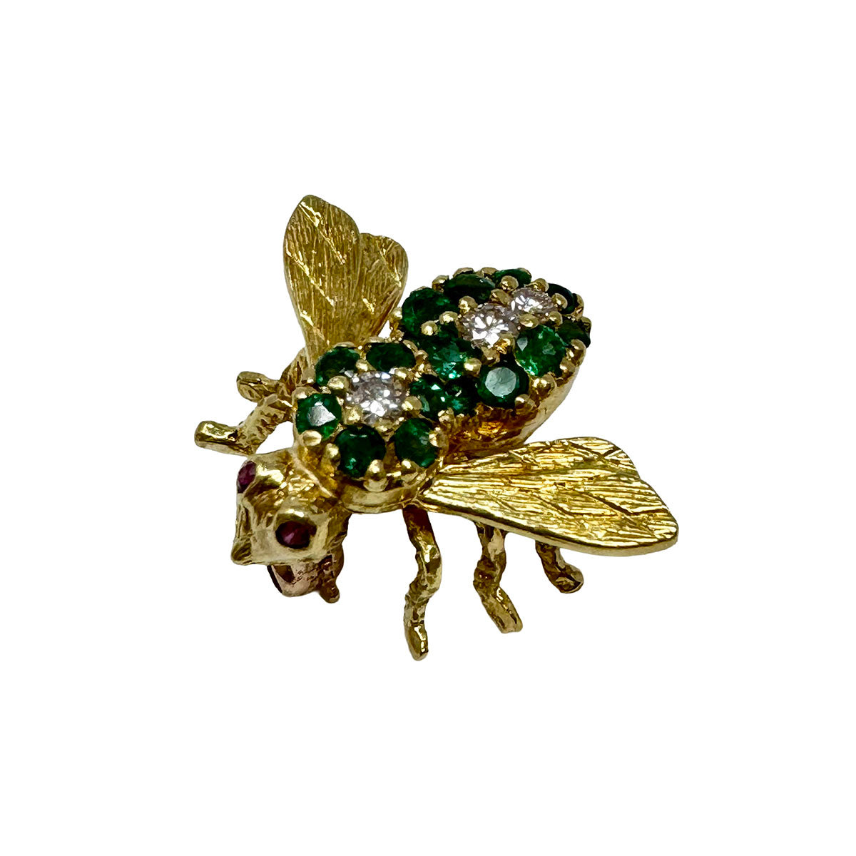Rosenthal 18K Gold "Bee" Pin with Diamonds, Rubys and Emeralds