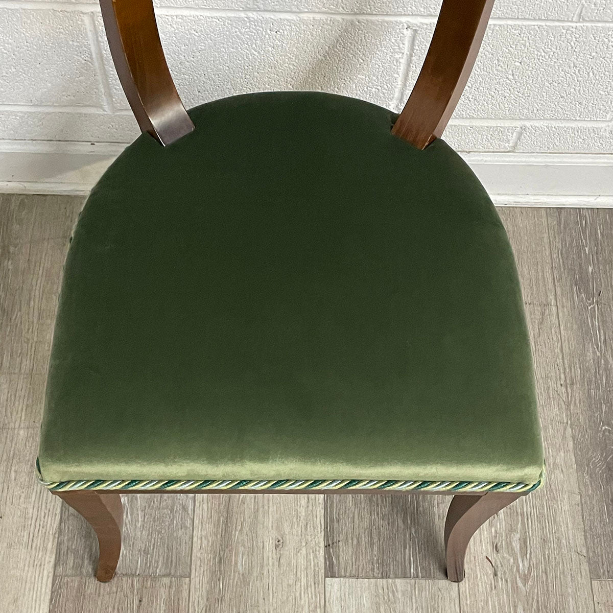 Pair of Side Chairs With Green Velvet Seats