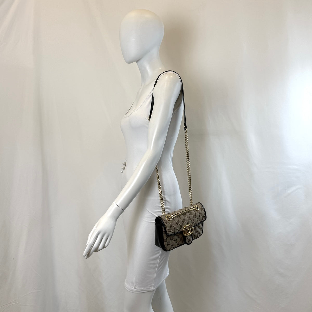 Gucci Monogram Matelasse Diagonal Marmont Shoulder Bag