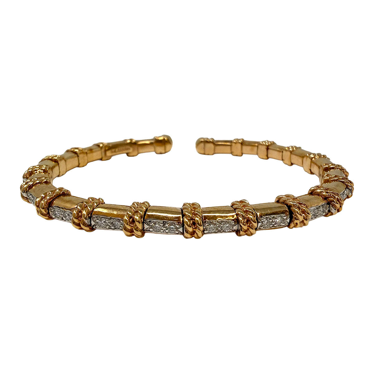 18K Rose Gold Cuff Bracelet with 40 Full Cut Diamonds