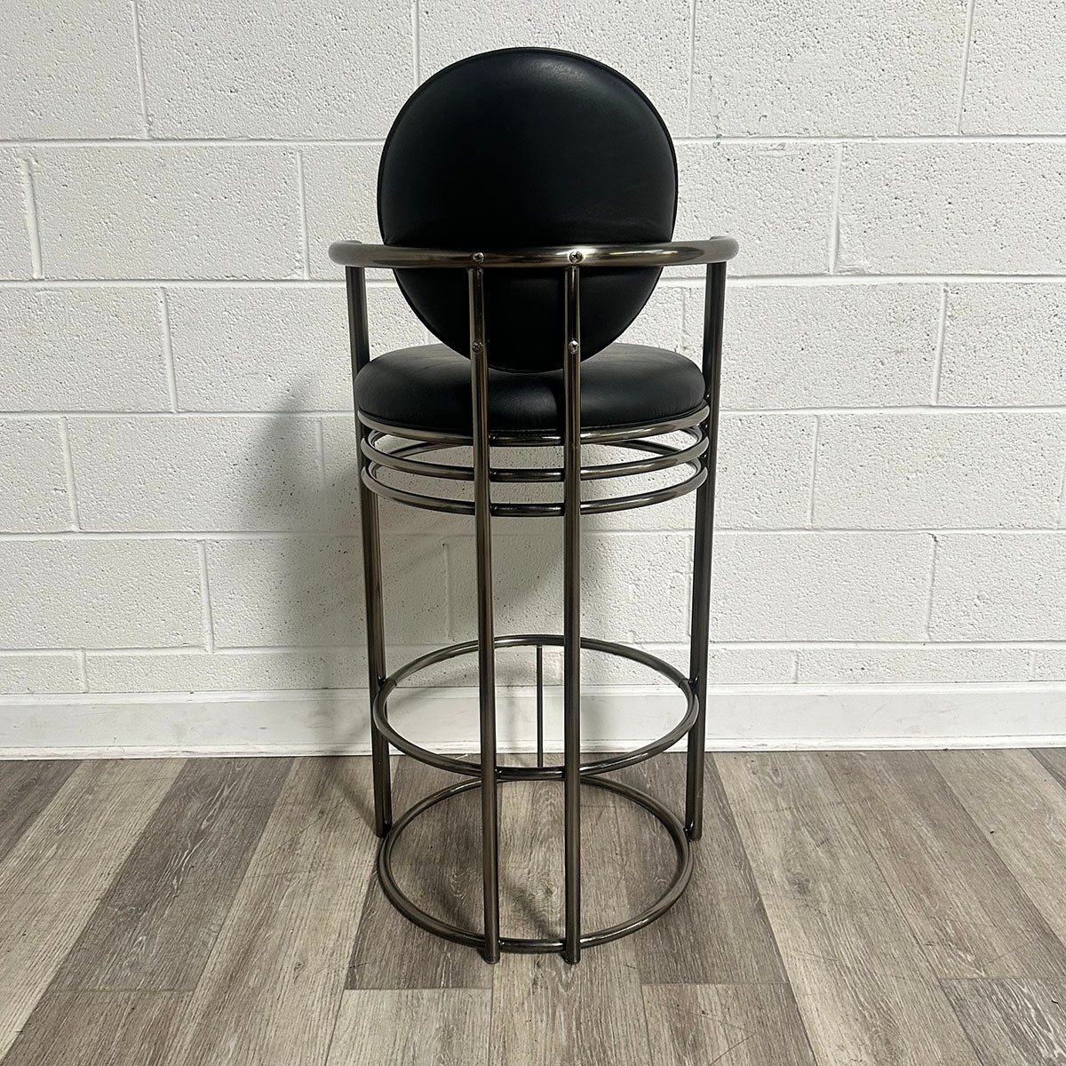 Pair of Leather and Chrome Bar Stools