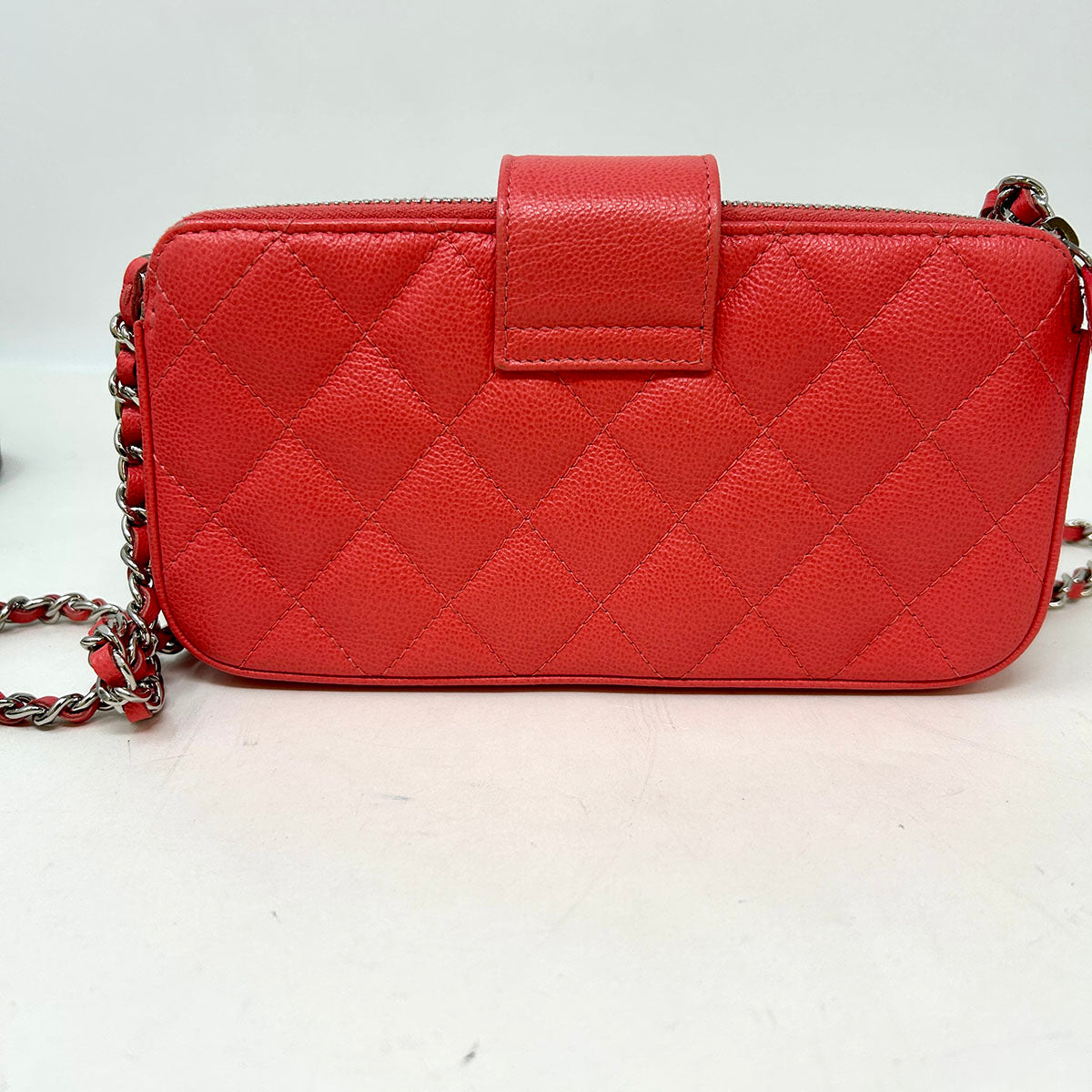 Chanel Quilted Double Zip Clutch on Chain