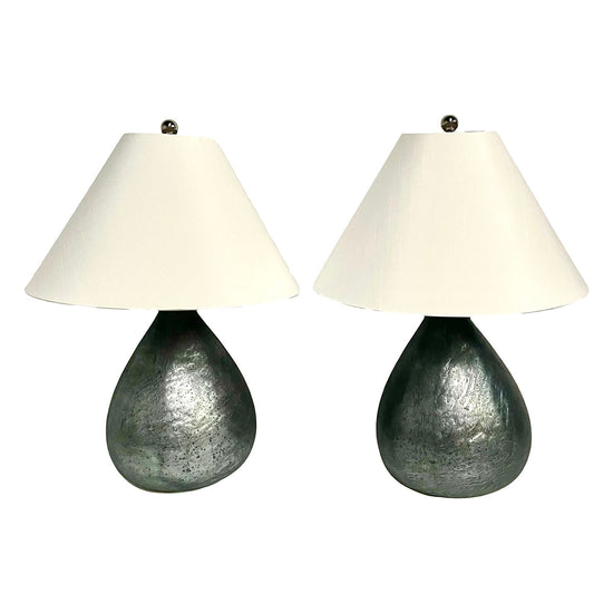 Pair of Matte Textured Metal Table Lamps