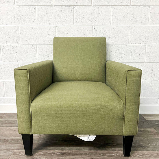 Pair Of Green Chairs & 1 Ottoman