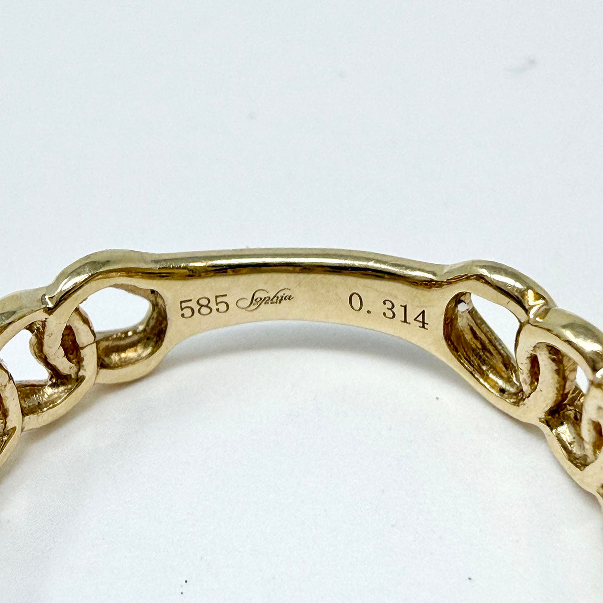 14K Gold Link Ring with Diamonds