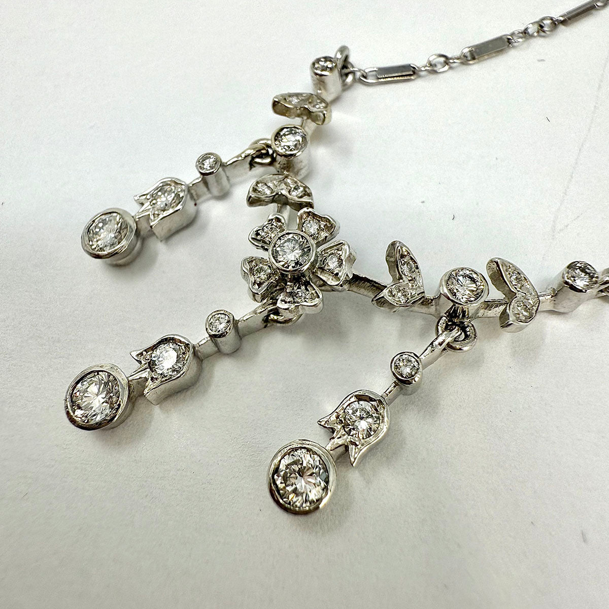 K. Goldschmidt 14K White Gold Necklace with 27 Diamonds