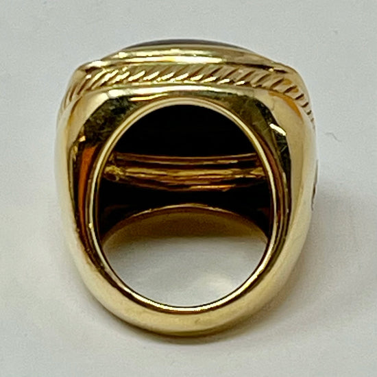 David Yurman 18K Gold Albion Ring with Mexican Opal and Diamond