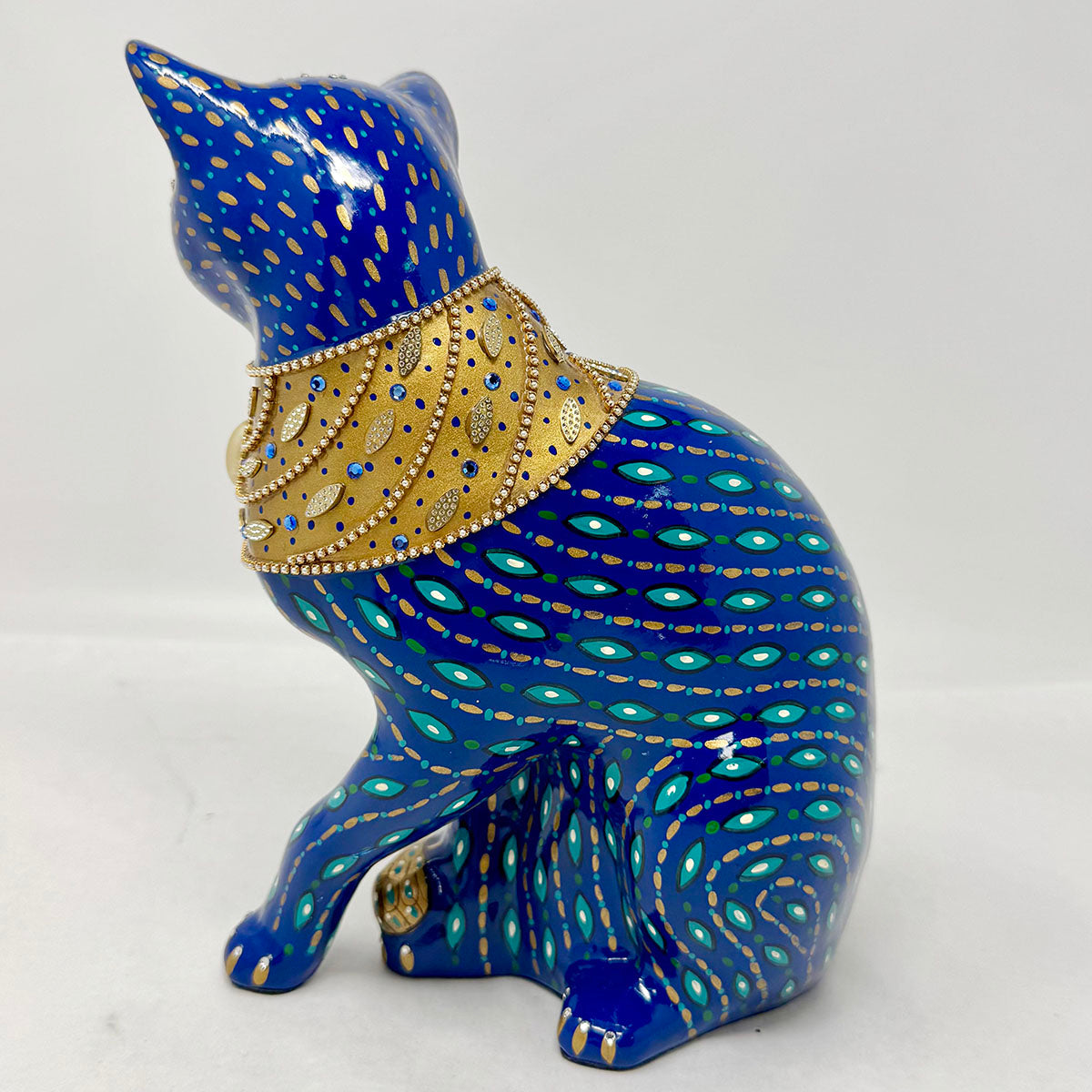 Bejeweled Cat Figure, Signed