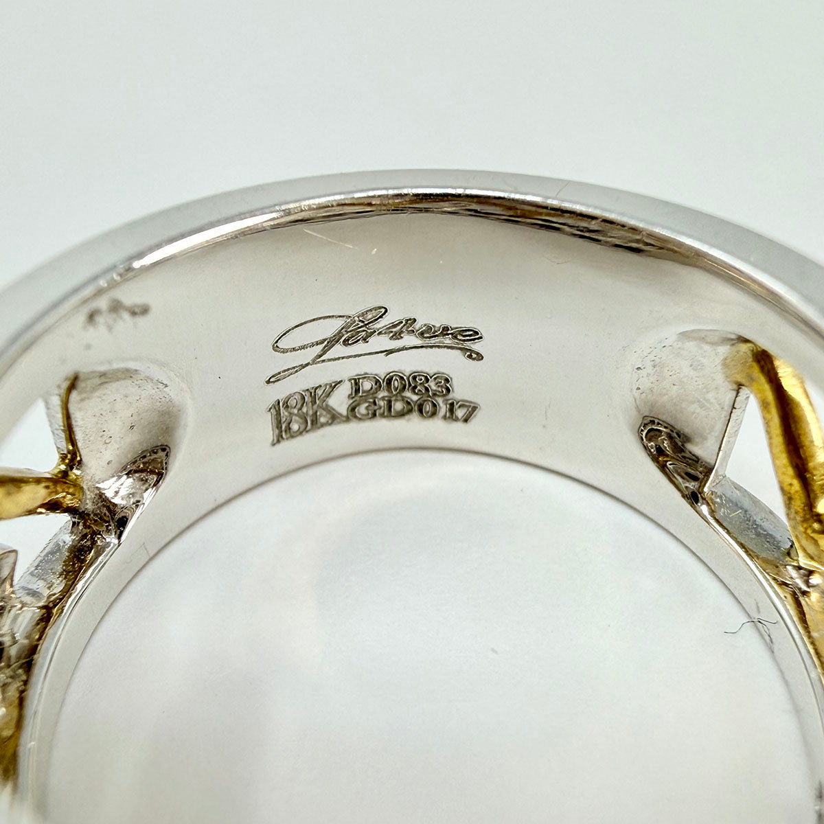 18K White and Yellow Gold Wide Band with Diamonds