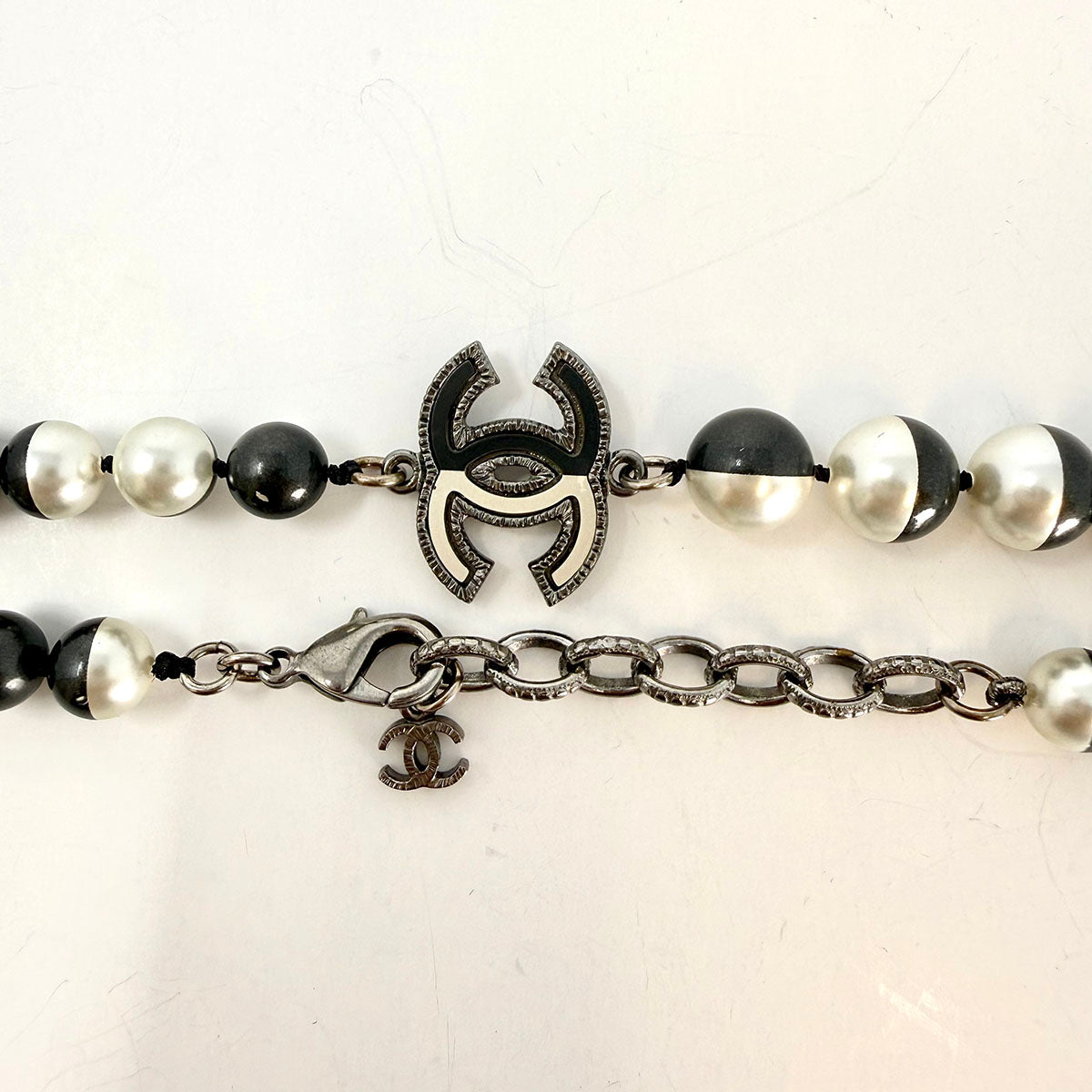Chanel Faux Pearl CC Station Necklace