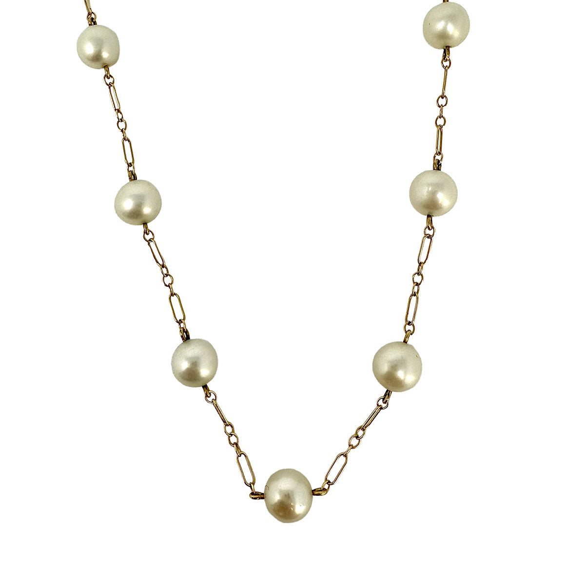 14K Gold Chain Necklace with Freshwater Pearls