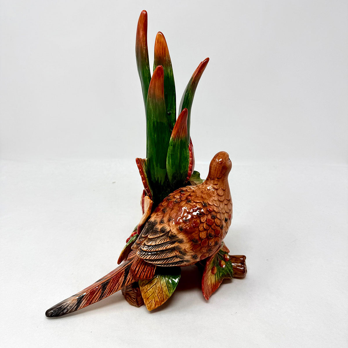 Holiday Decorative Candle Holder Pair of Pheasants