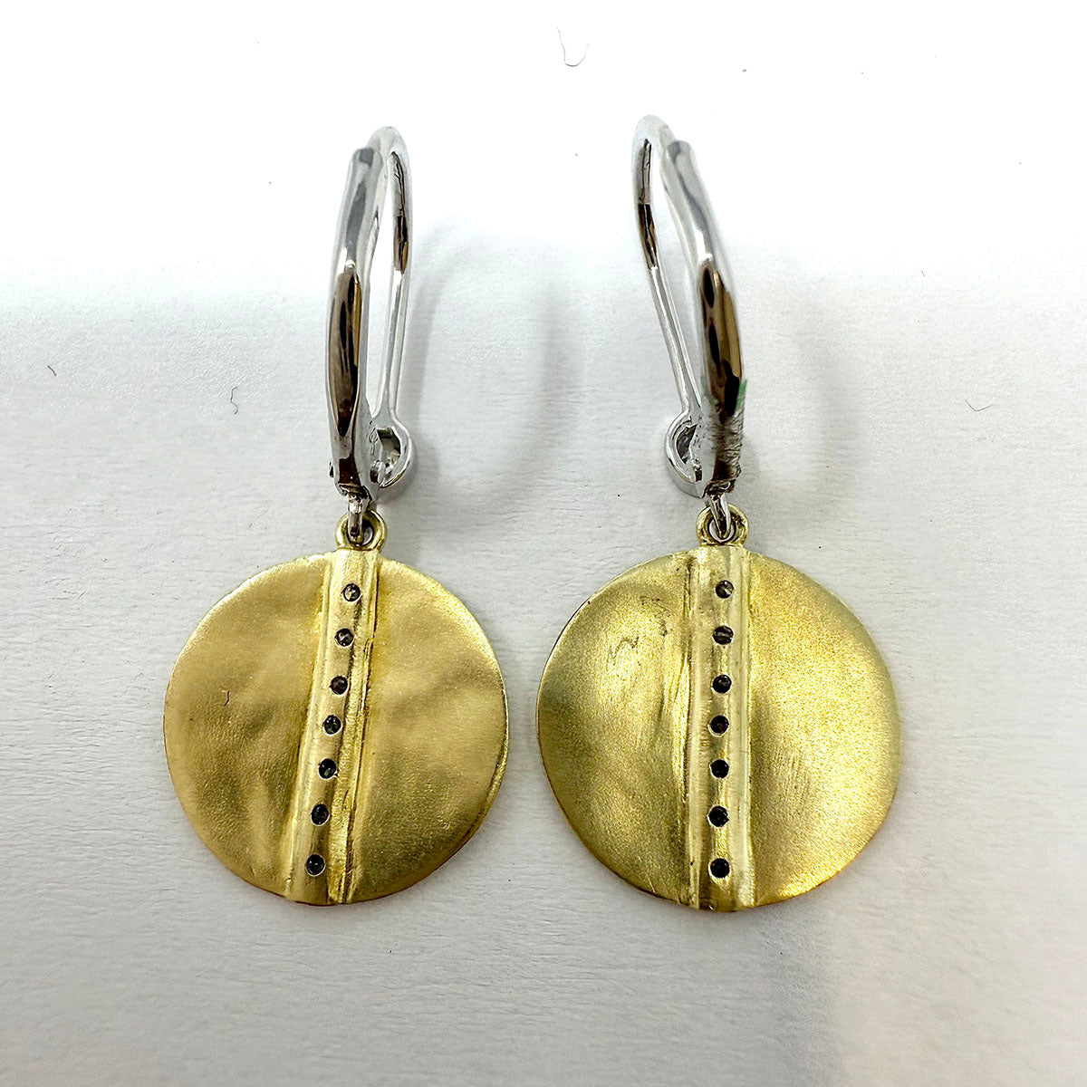 14K Gold  Dangle Disc Earrings with 0.27ct Diamonds