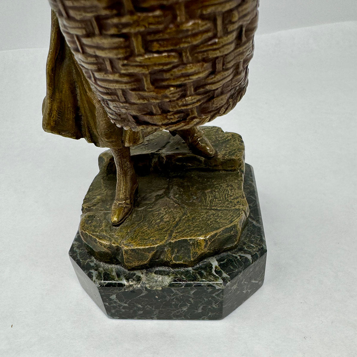 "The Laundress" Polychrome Bronze Sculpture on Marble Base