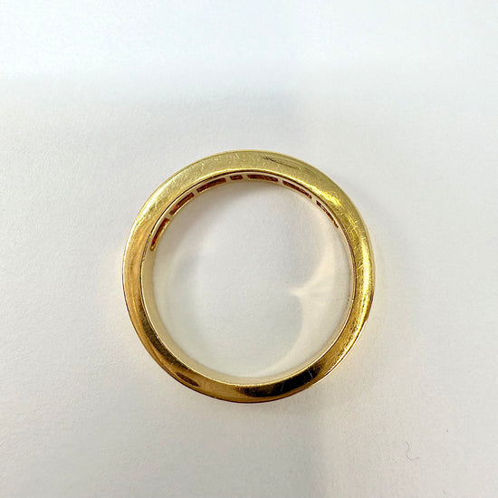 18K Gold Ring with 13 Channel Set Rubies