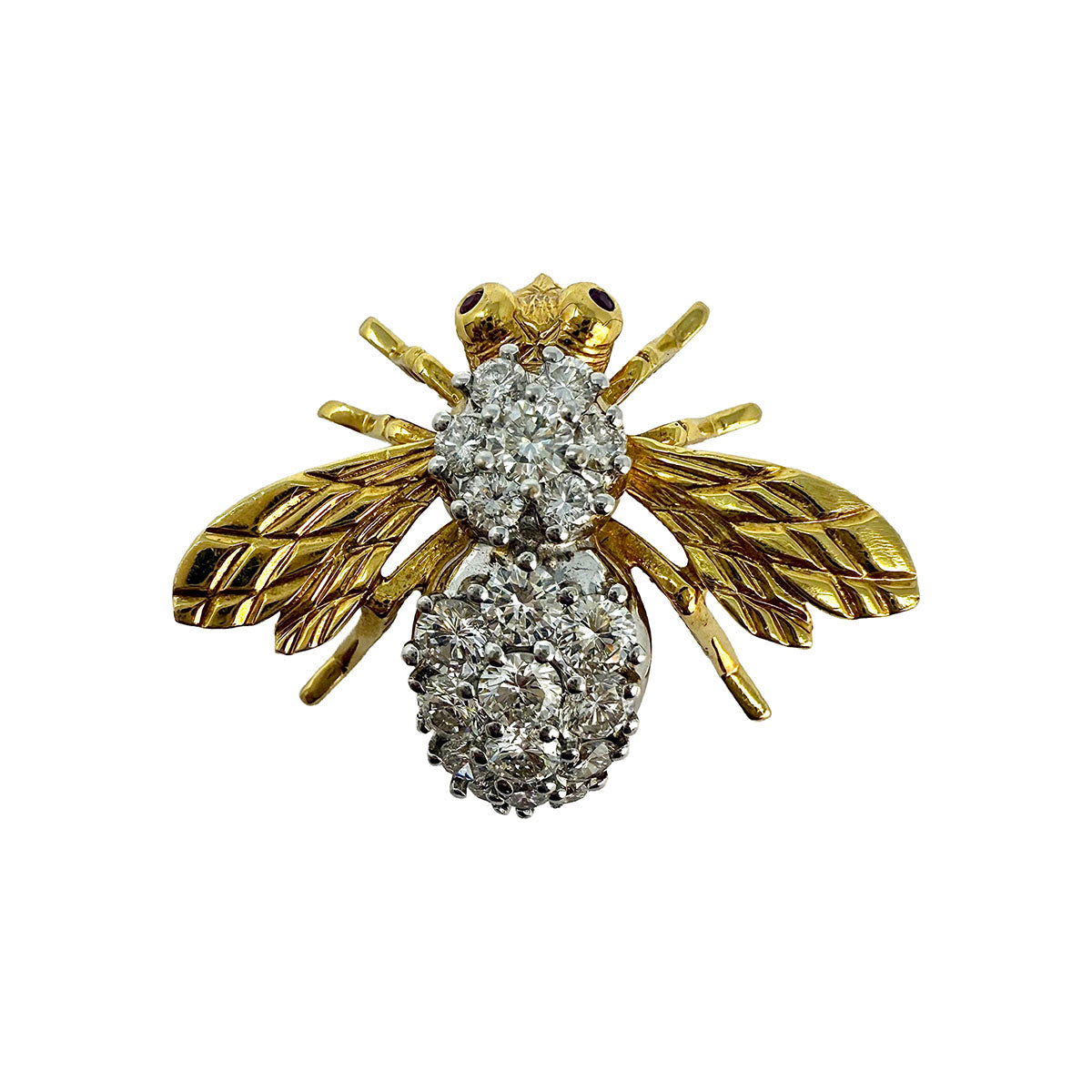 Rosenthal 18K Gold Bee Pin with 19 Full Cut Diamonds