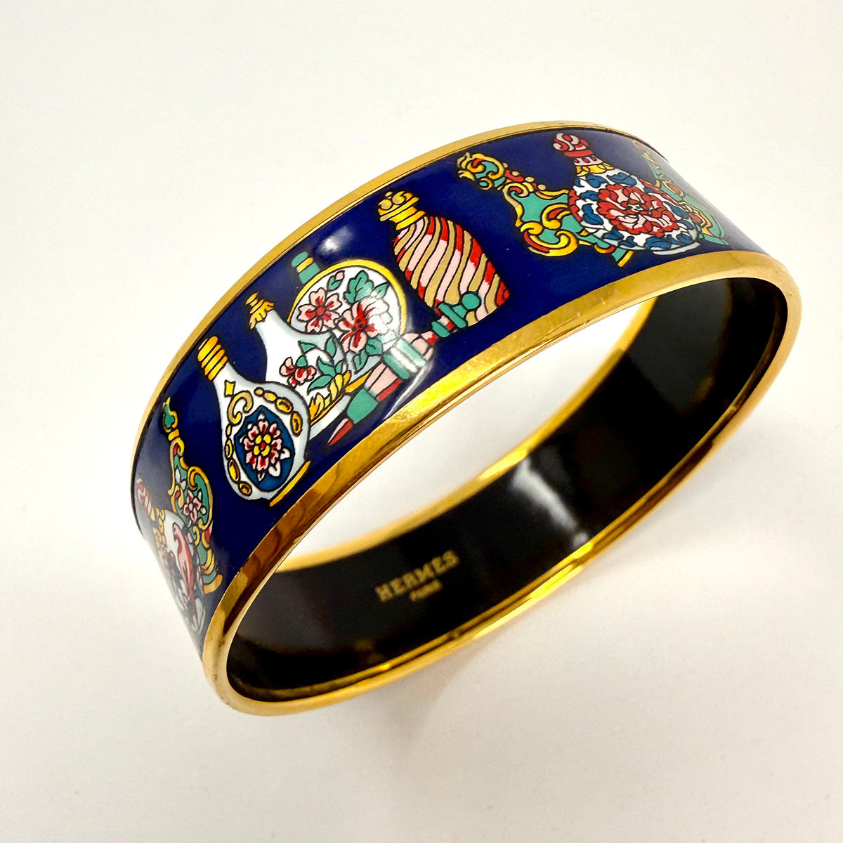 Hermes Wide Enamel Bangle Bracelet