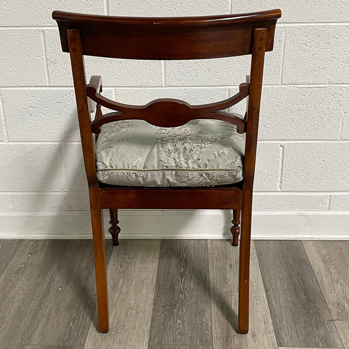 Pair Of Wood Arm Chairs With Cushion