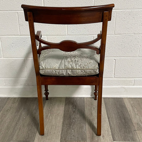 Pair Of Wood Arm Chairs With Cushion
